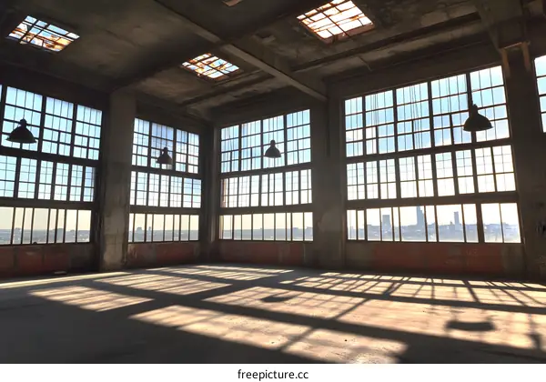 Large Windows In Abandoned Factory Building