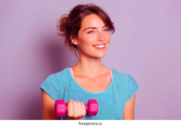 Woman Exercising with Dumbbells in Studio