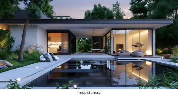Modern Minimalist Home Exterior Design with Swimming Pool
