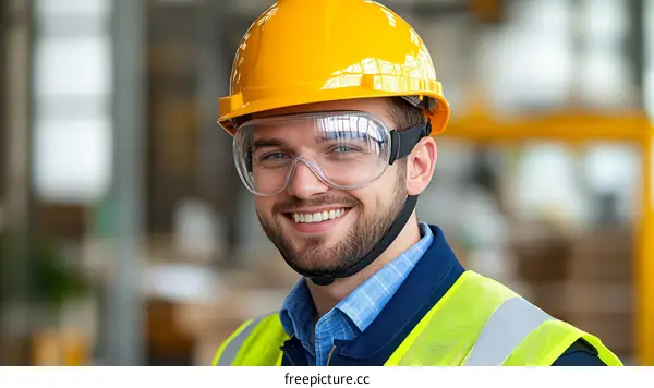 Smiling Caucasian Male Industrial Worker