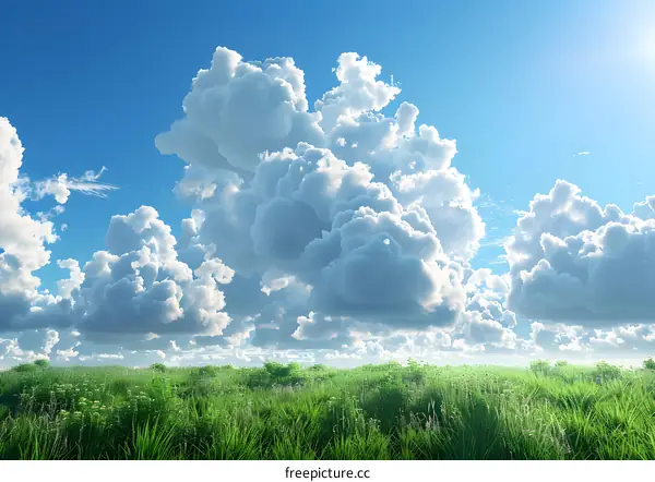 White clouds in the blue sky