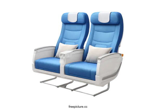 [Transparent Background PNG]Modern Airplane Seat Design with White and Blue Color