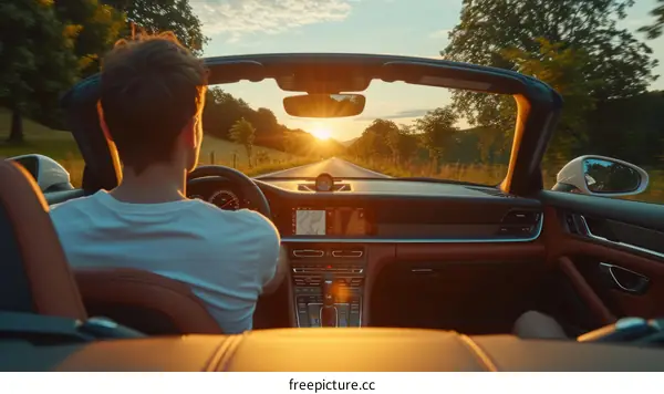 Porsche Sports Car on Winding Country Road