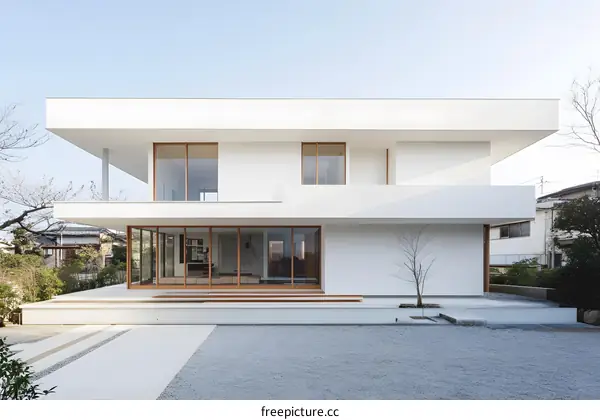 Modern White House with Minimalist Design