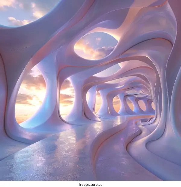 Futuristic Tunnel in Alien Architecture