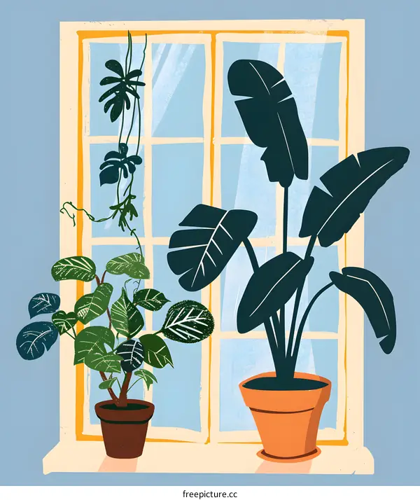 Windowsill Plants Illustration