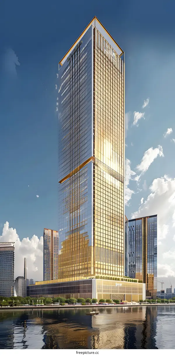 Modern Glass and Gold Skyscraper Architecture