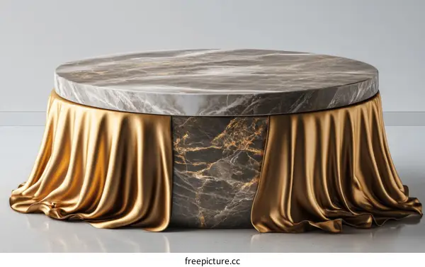 Luxury Round Marble Table with Golden Drape