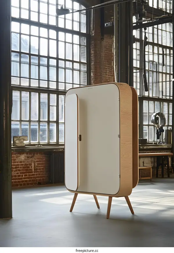 Modern Minimalist Wooden Cabinet Design with Rounded Edges