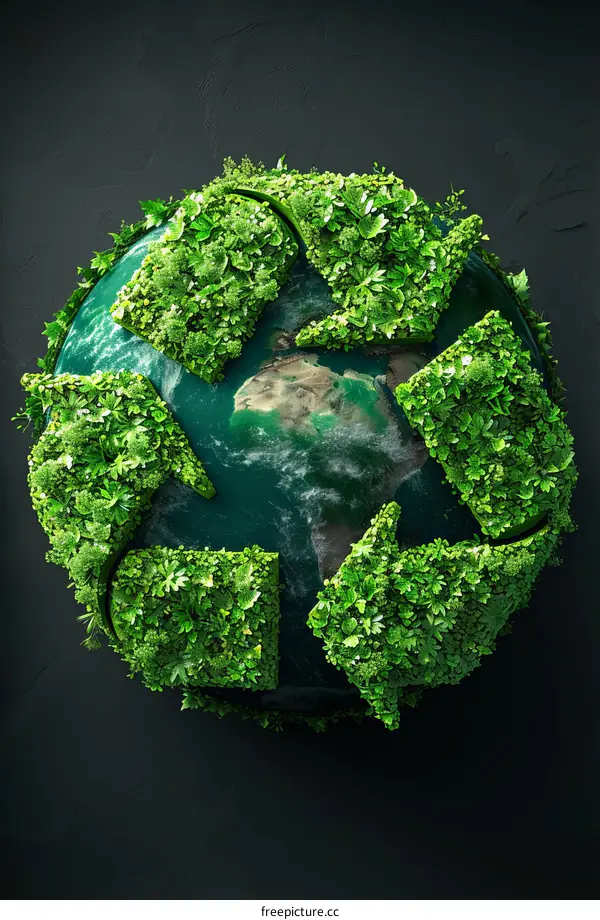 Green Earth with Recycle Symbol Made of Plants