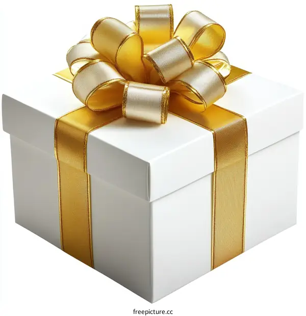 Elegant White Gift Box with Gold Ribbon