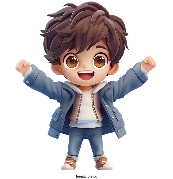 [Transparent Background PNG]cute little boy 3d illustration