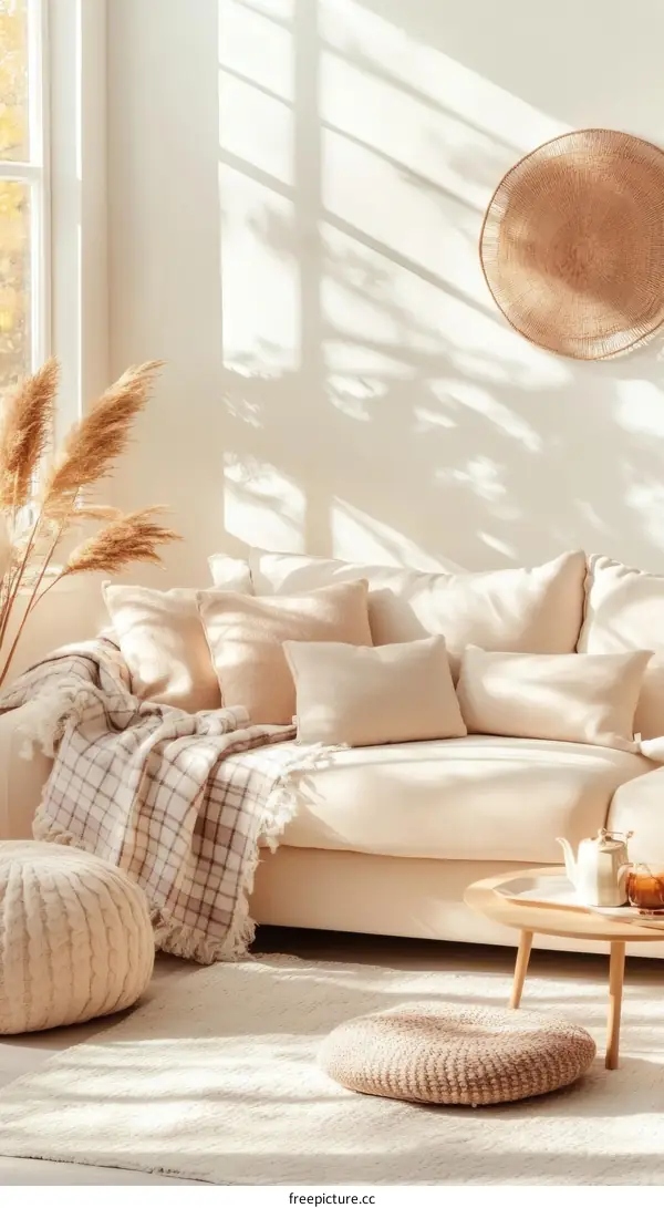 Cozy Beige Living Room with Natural Light
