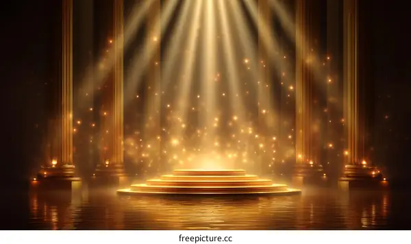 Golden Stage with Spotlight and Columns