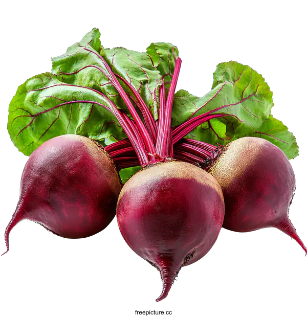 [Transparent Background PNG]Close-up Fresh Beets with Green Leaves