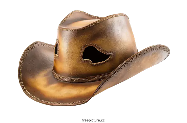 [Transparent Background PNG]Vintage Distressed Leather Cowboy Hat