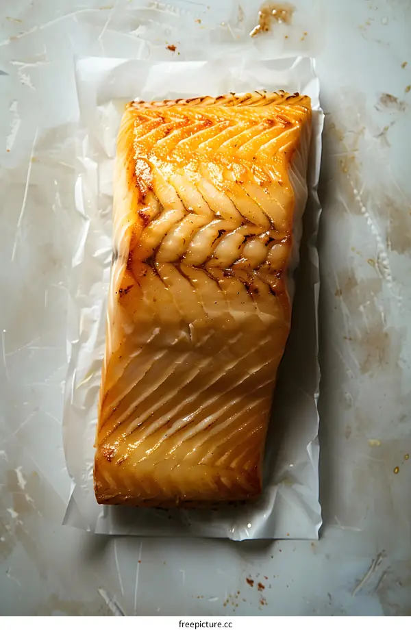 Close up of a piece of cooked salmon fillet