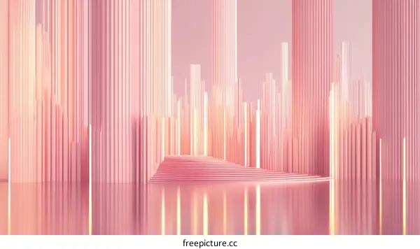 Abstract Pink Geometric Cityscape