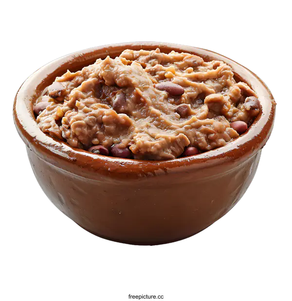 [Transparent Background PNG]Refried Beans in a Bowl