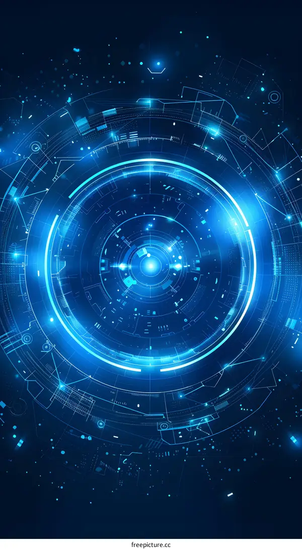 Abstract Futuristic Technology Background with Blue Glowing Circles and Lines