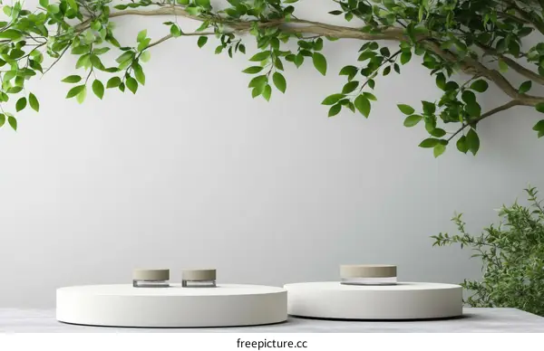 Modern Minimalist Cosmetic Display with Greenery