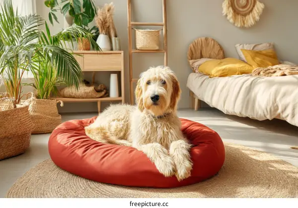 Cozy Dog Bed in a Stylish Boho Bedroom
