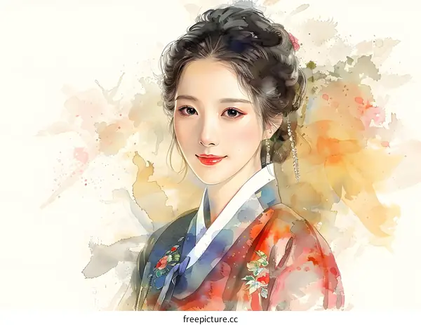 A beautiful Korean woman in traditional dress