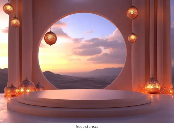 Sunrise Desert Scene Product Display Platform