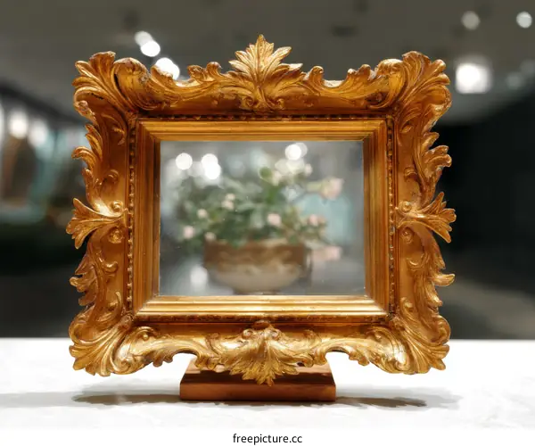 Ornate Gold-Framed Mirror with Decorative Detail