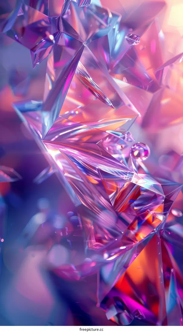 Colorful 3D rendering of crystal shards