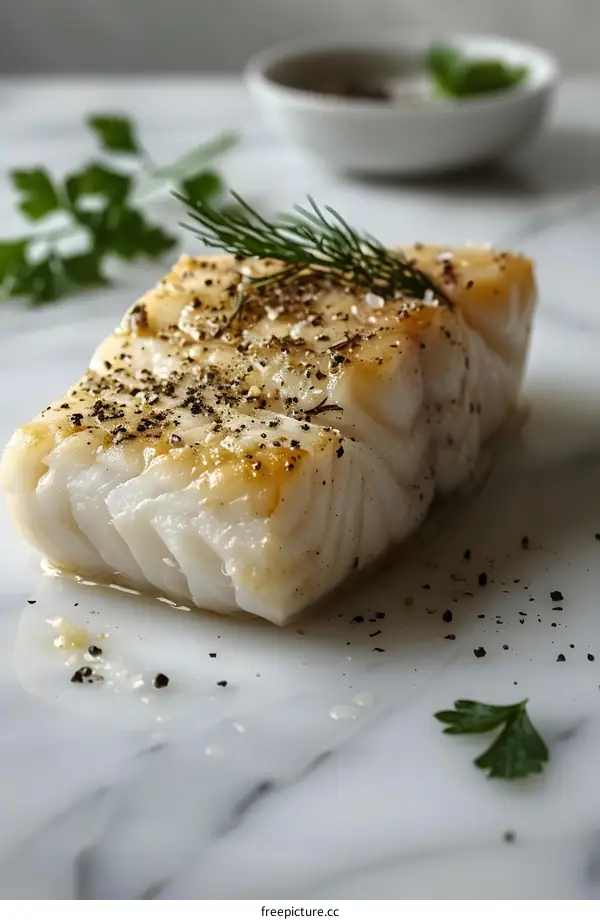 Seasoned White Fish Fillet on Marble
