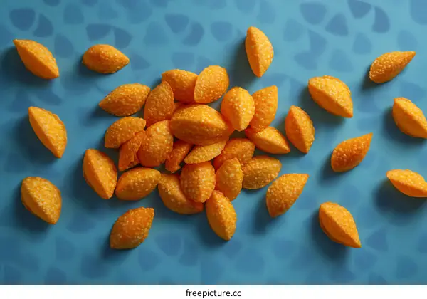 Orange Snack Food on a Blue Background