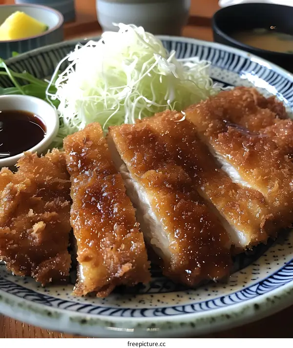 Japanese Pork Cutlet Tonkatsu with Cabbage