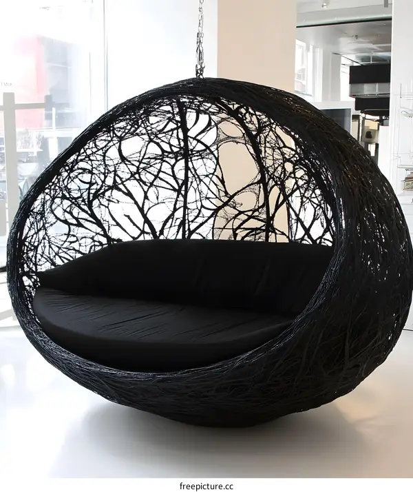 Black Hanging Swing Sofa In A Modern Interior