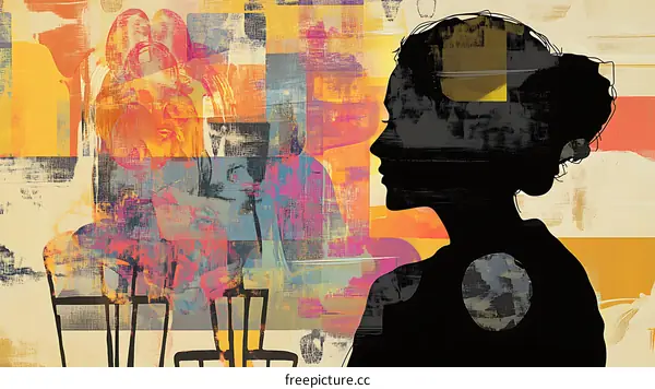 Abstract Art Painting of a Woman in Silhouette