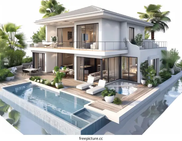 Luxurious Modern Villa with Private Courtyard and Pool