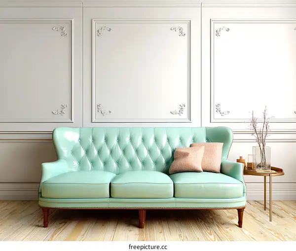Mint Green Sofa in a Classic Room Interior