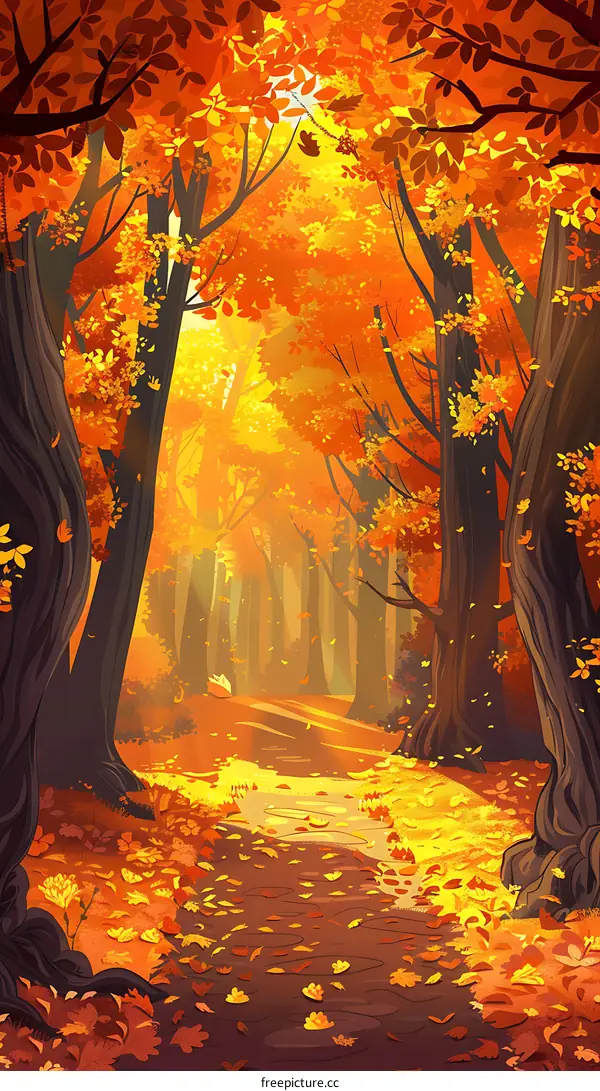 Autumn Forest Path Illustration