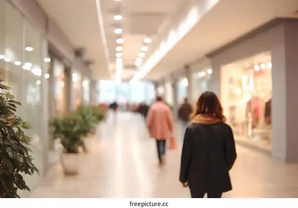 Blurred Shopping Mall Interior with People