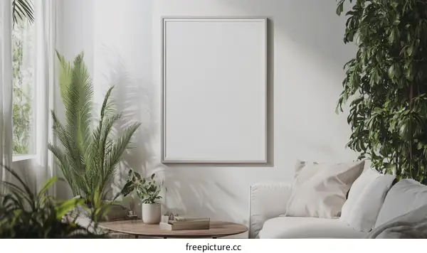 Modern minimalist living room interior mockup