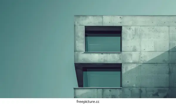 Concrete Building Balcony with Glass Windows