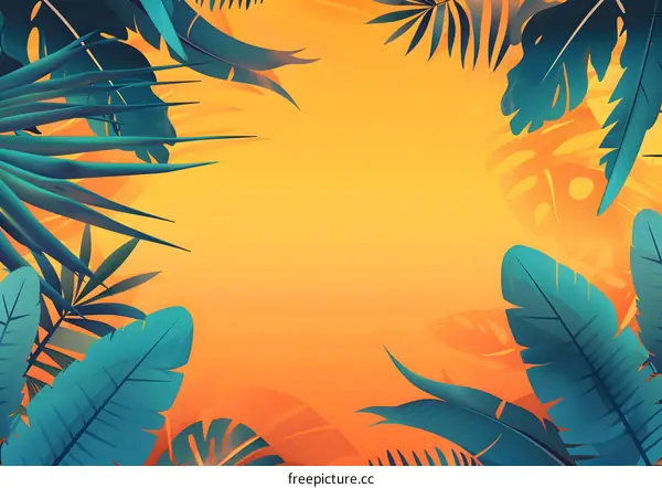 Tropical Leaves Summer Background Illustration