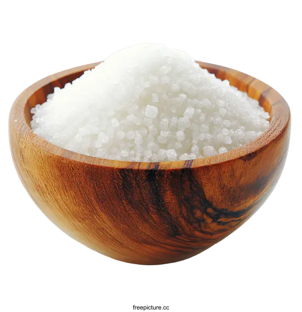 [Transparent Background PNG]Wooden Bowl Filled with Sugar Crystals