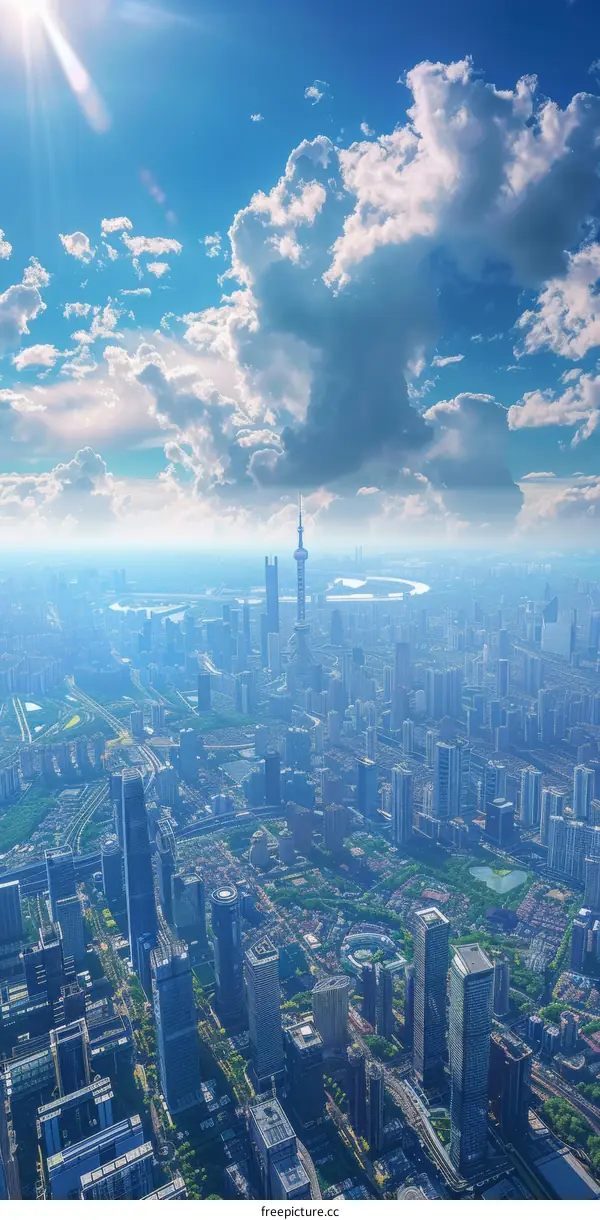 Aerial View of Shanghai Skyline