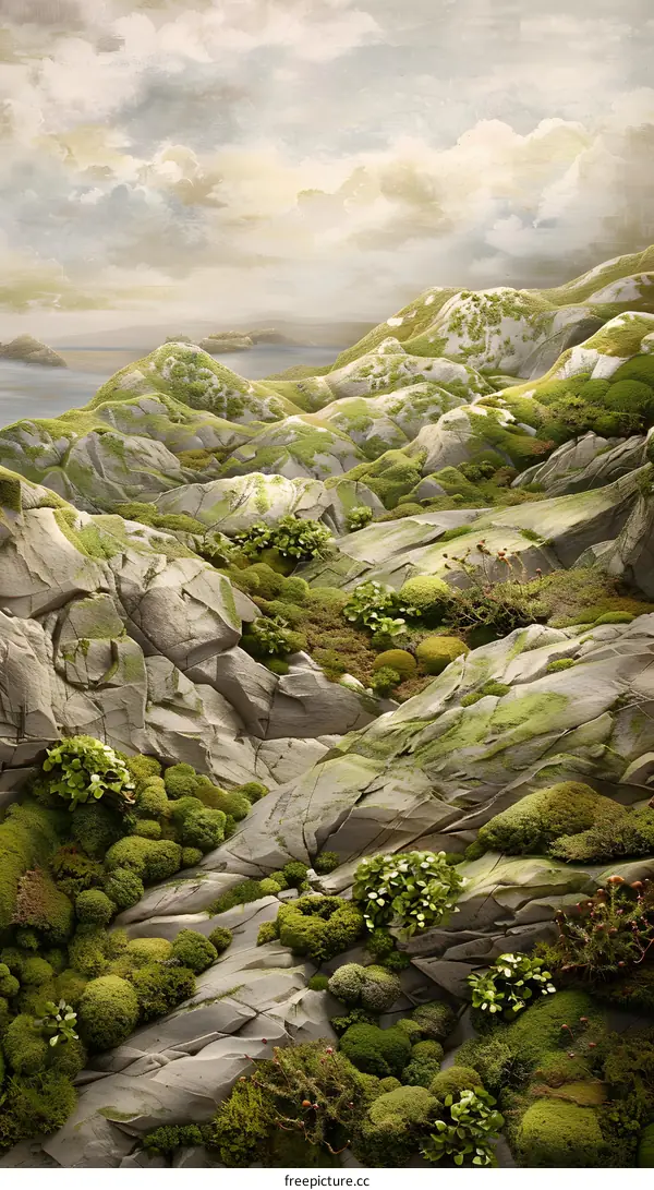 Green Moss Covering Rocky Terrain