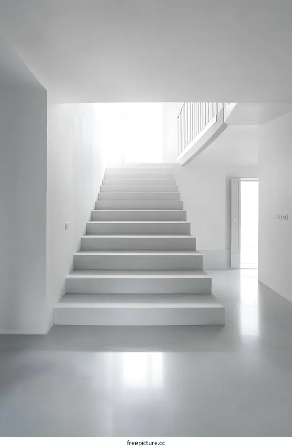 Modern Minimalist Staircase Design With White Walls