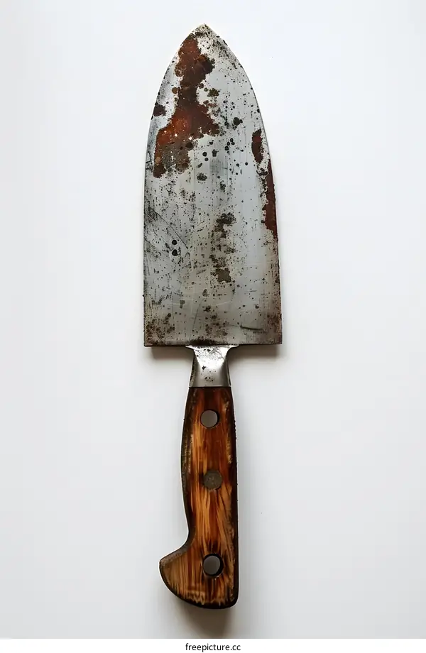 Rusty Old Knife with Wooden Handle
