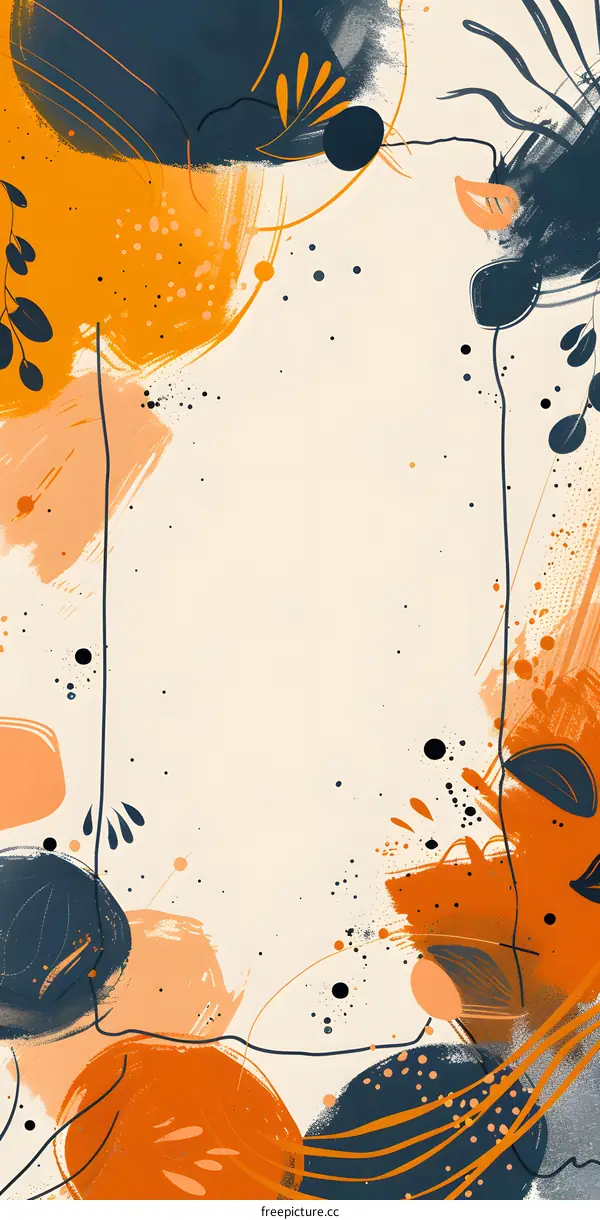 Abstract Background with Orange and Blue Paint Splatter