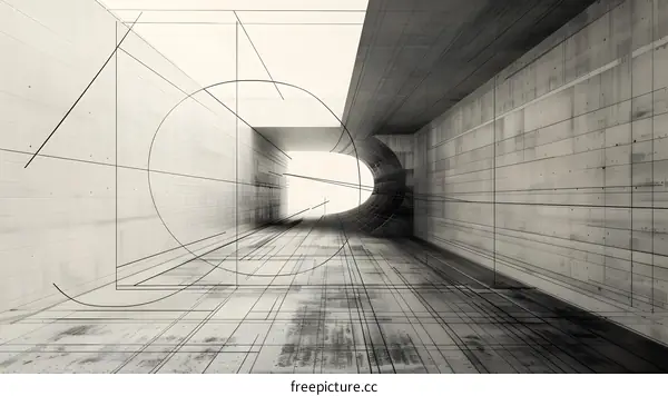 Abstract Architecture Design with Lines and Geometric Shapes