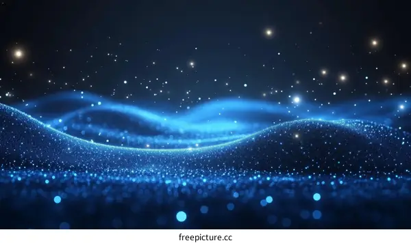 Abstract Blue Particles Digital Art